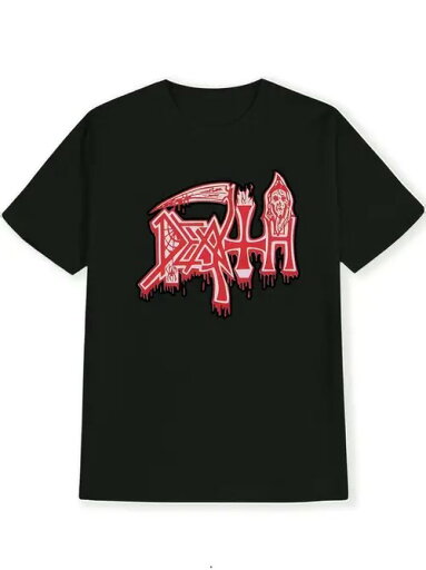 200gのコットン製Tシャツは、フロントに「DEATH」の文字を血のしずくをイメージした赤でプリントし、右サイドにドクロのような装飾を施して全体的にダークなスタイルに仕上げている。 200gのコットン製Tシャツは、フロントに「DEATH」の文字を血のしずくをイメージした赤でプリントし、右サイドにドクロのような装飾を施して全体的にダークなスタイルに仕上げている。