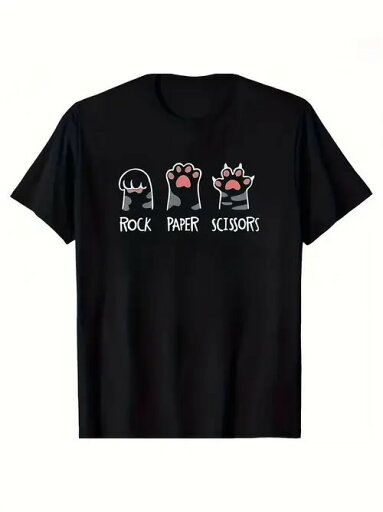 200gのコットンTシャツには「(ジャンケン)」の文字と猫の爪が描かれています。 200gのコットンTシャツには「(ジャンケン)」の文字と猫の爪が描かれています。