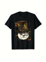 200gのコットンTシャツ。背の高いボーラーハットとメガネをかけたアザラシが描かれた黒いTシャツで、帽子と周囲には歯車などのスチームパンクの要素が施されている。テーマパーティーや普段着で、あなたのユニークな個性をアピールしてください。