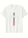 エムーエムショップで買える「200gのコットン製Tシャツで、プリントされた文字の両側に3本の縦縞がある。縞の色は青、白、赤で、フランス国旗の色を模しており、シンプルでフランス風のデザインとなっている。」の画像です。価格は2,530円になります。