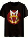 200gのコットン製Tシャツはブラックで、中央にプリントされた赤い円形の背景と、その内側に配されたイエローとホワイトの「M5」ロゴが特徴。