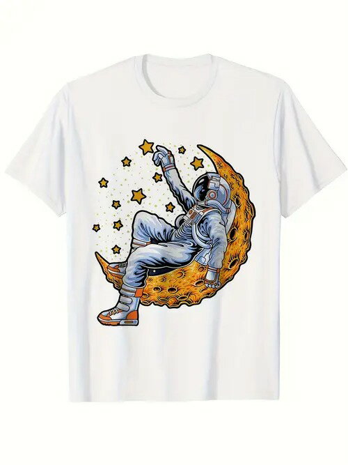 200gの純綿のTシャツ宇宙飛行士の月+イラスト、sf潮趣です!sfファン、おしゃれな人には欠かせない、日常にも街にも着られる、「sfムード」がいっぱいで、超面白いです。