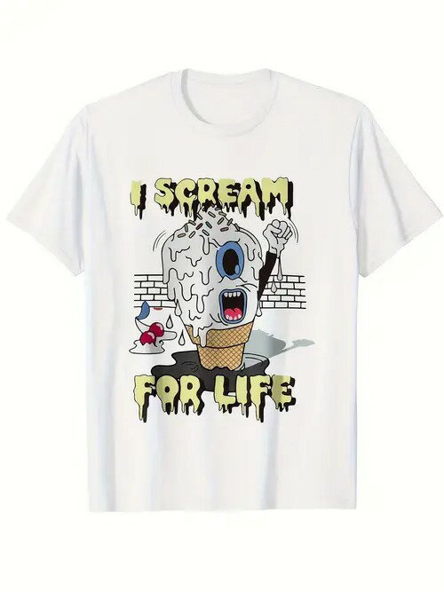 200g純綿のTシャツ豹のアイスクリーム+標語,変な潮の趣!おしゃれな人、食いしん坊な人、日常着、街着、..