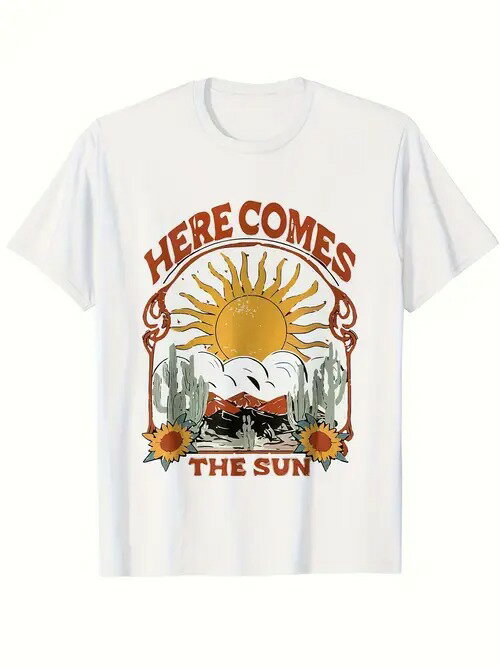 200gの純綿のTシャツの太陽の花+標語、レトロで清新です!文芸人、おしゃれな人は必須です、日常、街の外で着る