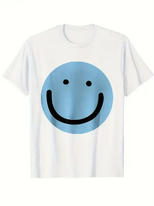 200gコットンのシンプルなブルースマイリーフェイス、癒し系！通勤に、エモい着こなしに。「ポータブルな太陽 」のように着れば、気分も明るくなる！(4)