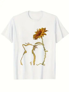 綿200gのひまわり+猫のシルエット、癒しの文芸スタイル!ネコを操り、文人墨客がカフェに着ていく、日常に「優しく小さく美しく」を身に纏う、超癒し系!