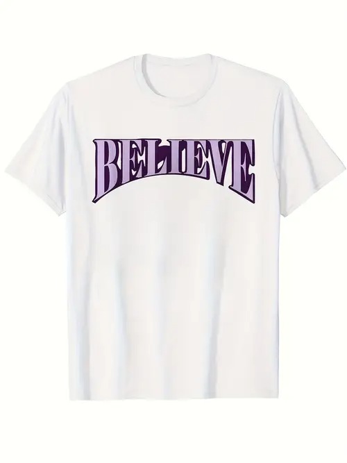 200gコットンヴィンテージのインスピレーションスタイル！紫色の曲線の文字、闘争、日常着、戦闘服として 「信念の感覚 」を着用し、常にパンプアップ！