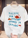 200g遊び心と文芸を両立します!白いボディにはブルーの文字で「THE DEEP SEA WITHOUT ANYONE TO EXPLORE」とプリントされており、赤い小魚やカニなどの海洋生物のイラストや、ハートや星の装飾が施され、幻想的な深海の雰囲気を醸し出しています。(4)