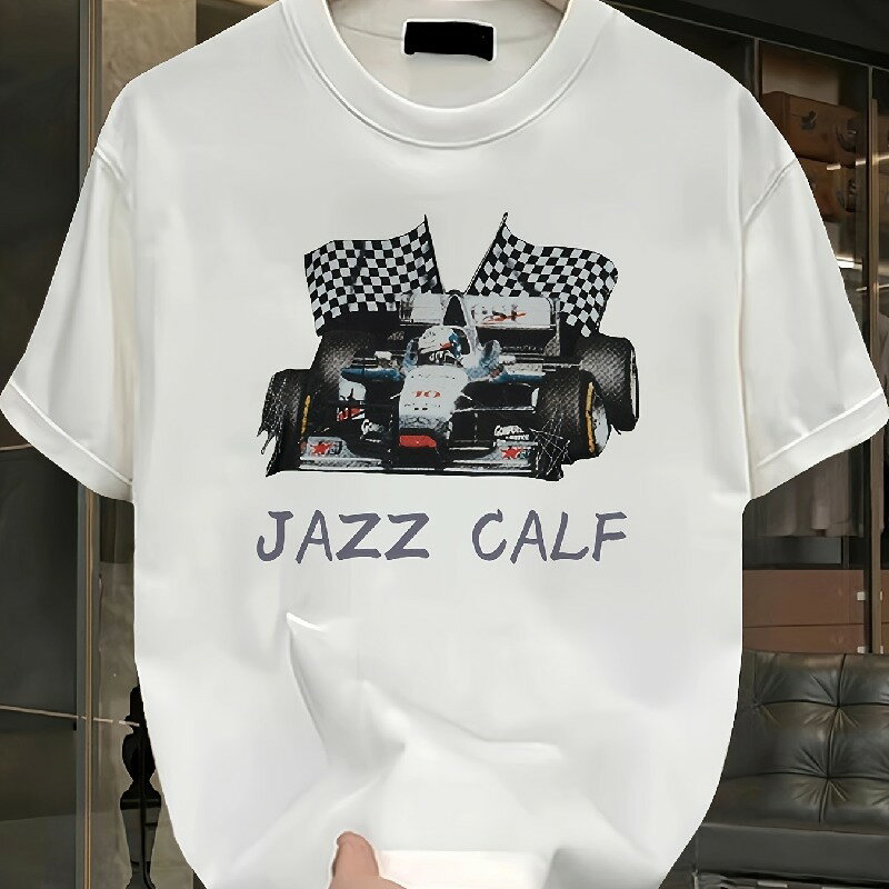 200gメンズヘビーウェイトコットングラフィックTシャツフォーミュラ1レーシングカープリント