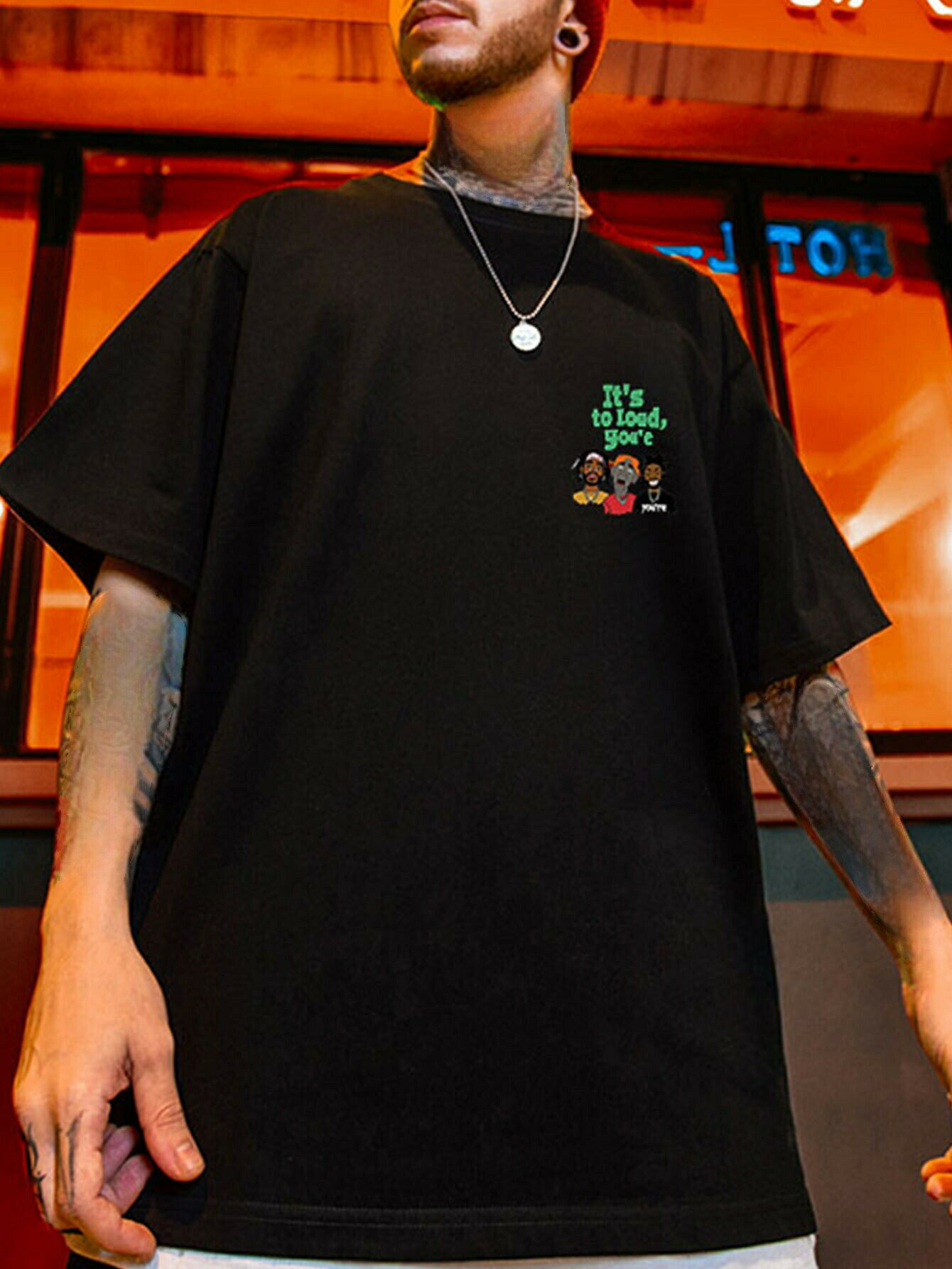 200g1枚 メンズ カジュアル コットンTシャツグラフィック＆ファンキー キャラクタープリント クルーネック 軽ストレッチ レギュラーフィット アーバンファッション 夏用 ストリートウェア ティー レトロTシャツ 毎日着用 ボールドプリント 伸縮性 フォーショニスターズ ソフ