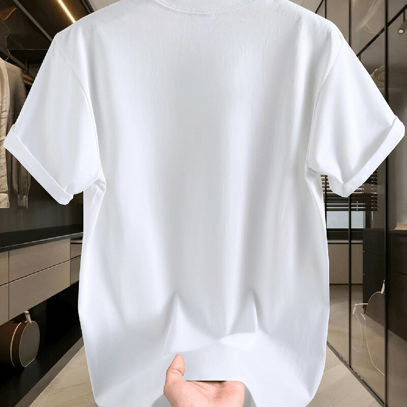 200gメンズ トレンディ コットン グラフィック Tシャツ - ブラック クルーネック 半袖 ティー、ブルー＆ピンク ベンチプリント、通気性抜群 夏用 カジュアルトップス レギュラーフィット スタイリッシュテキストデザイン 中弾力