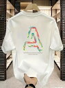 200gの背中には「A」の文字がカラフルにあしらわれ、「EVERYTHING YOU SEE EXISTS TOGETHER IN A DELICATE BALANCE」と書かれています。生地は柔らかく肌に優しいです