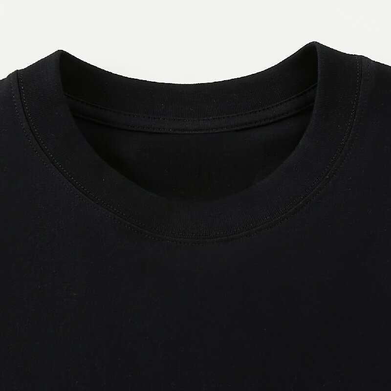 200gメンズ ブラック コットンTシャツ、かわいい犬のステッチデザイン＆オレンジ文字 - カジュアル快適フィット、半袖、カジュアルアウトフットやギフトに最適