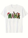 200gのコットンTシャツは、アルファベット1文字1文字が異なる柄で飾られています。「M 」はサンタの帽子とグリーンのテクスチャー、「A 」はトナカイの角と赤と白のストライプ、"M M 「はクリスマスツリーとプレゼント、」A "はエルフの靴と緑の葉。