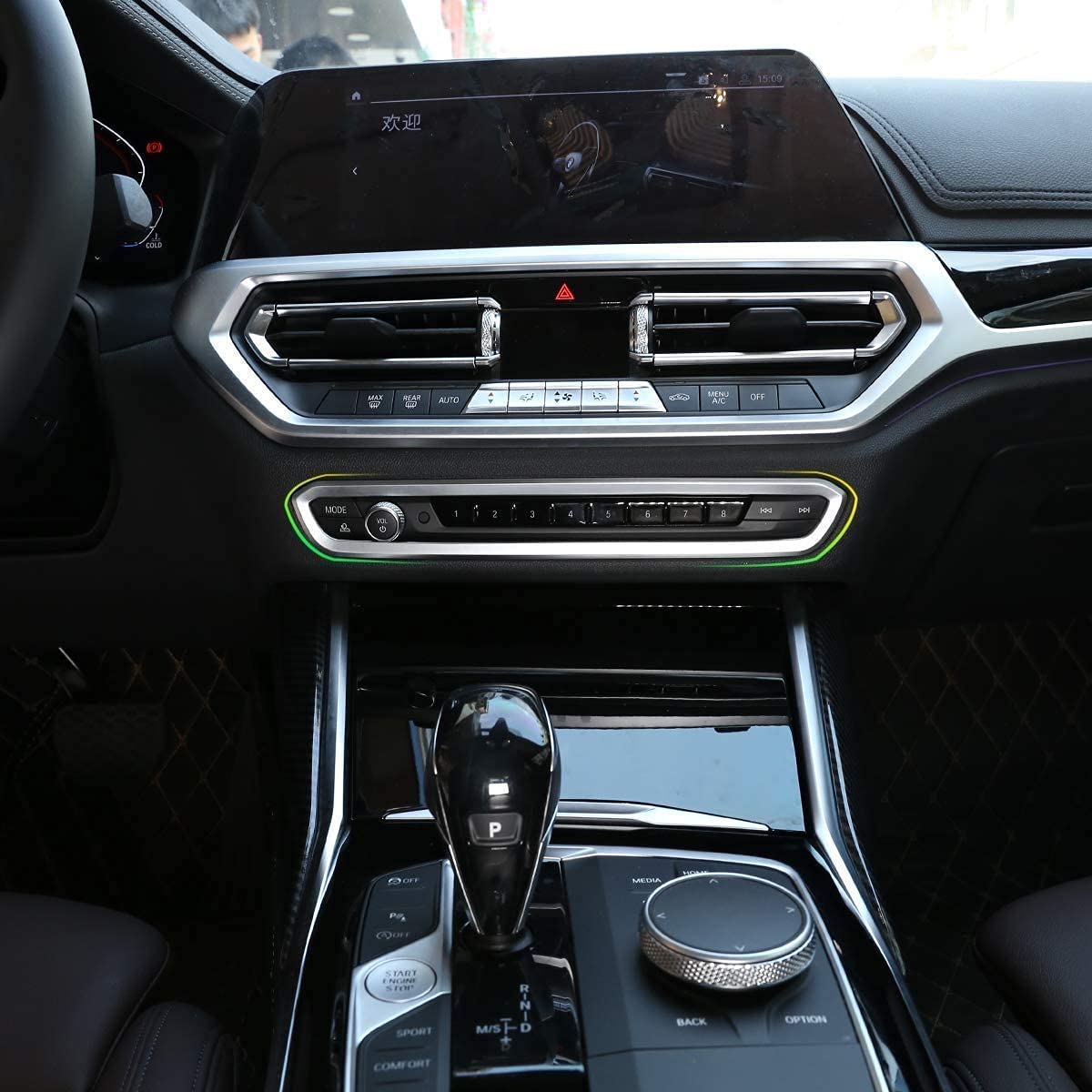 車のABSメッキセンターコントロールボリュームボタン装飾フレームに適していますBMW G20 G28 325li 3シ..