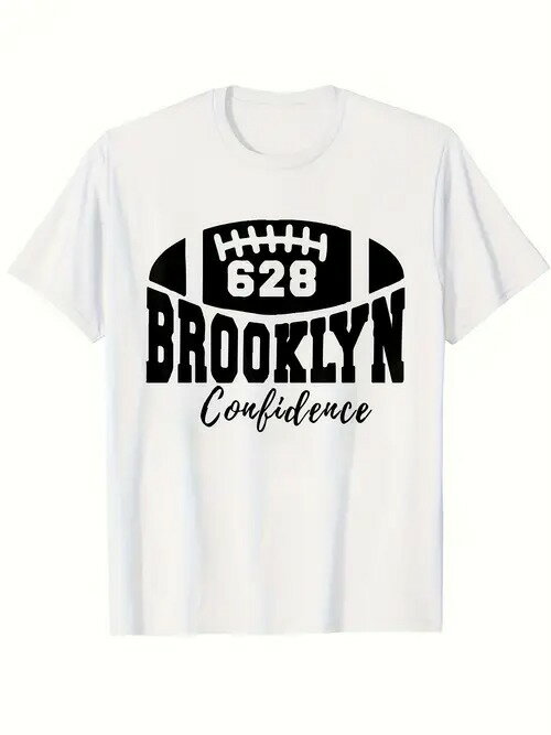 200g スポーツ（ラグビー）、地域（ブルックリン）、アパレルのトレンディなテーマに属するラグビー柄の白Tシャツは、ブルックリン・ラグビーのシンボルから連想される自信に満ちた精神を伝え、スポーツ＋地域要素のクリエイティブなプリントTシャツスタイルです。