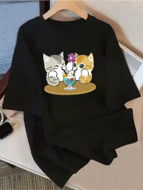 200g(円卓のそばに2匹の猫がいて、花の飾りがついた飲み物を飲みます)、スタイルはかわいくて暖かいで..