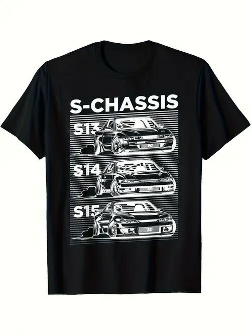 200gブラック半袖Tシャツの柄は、カー・カルチャーの要素をクールなスタイルで表現している。これらの要素が円形の模様に組み合わされ、強い和の趣を呈している。