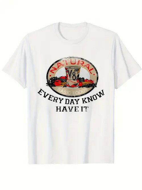 ヴィンテージ風のグラフィックとテキストが白い半袖のフロントにあしらわれた200gのコットンTシャツ。 ..