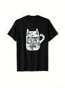 200gのコットンTシャツの前面には猫の頭の形がプリントされ、頭の中には白い文字が入った、猫好きにはたまらないユーモラスなデザイン。