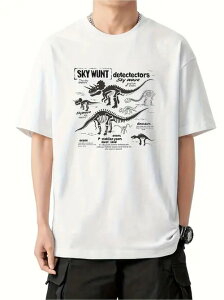 200g「恐竜ファンに狂喜します!復古の科学普及の風のプリント、『先史の巨獣』を身に着けます~ゆったりとした白Tフィット展/デート、理工系の男/戸外の党は死んで、博物館に着てリンクを追及されます!