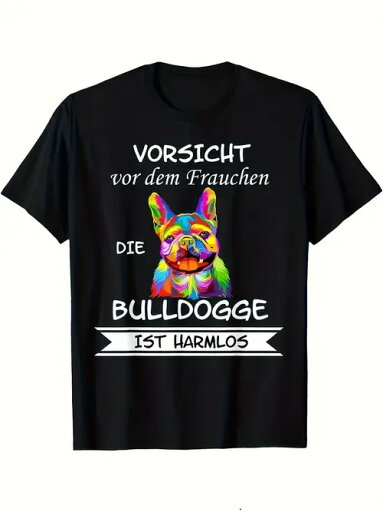 200グラムのコットンTシャツにはドイツ語(奥さんに気をつけて、このブルドッグはおとなしいです)、カラーブルドッグの絵柄、ペット趣味の文字が印刷されています。 200グラムのコットンTシャツにはドイツ語(奥さんに気をつけて、このブルドッグはおとなしいです)、カラーブルドッグの絵柄、ペット趣味の文字が印刷されています。