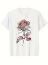 200gの純綿のTシャツ水彩のバラ、文芸は清新です!文芸派、おしゃれな人、日常着、街着、「ロマンチックな雰囲気」がいっぱいで、超癒されます。(4)