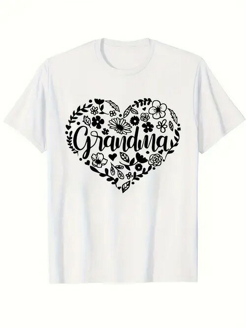 200gの純綿Tシャツの花のハート+「Grandma」、暖かい風です!おばあさん+家族は必ず必要で、贈り物をして、日常に着て、「親情の雰囲気」はいっぱい引いて、超暖かい心~です
