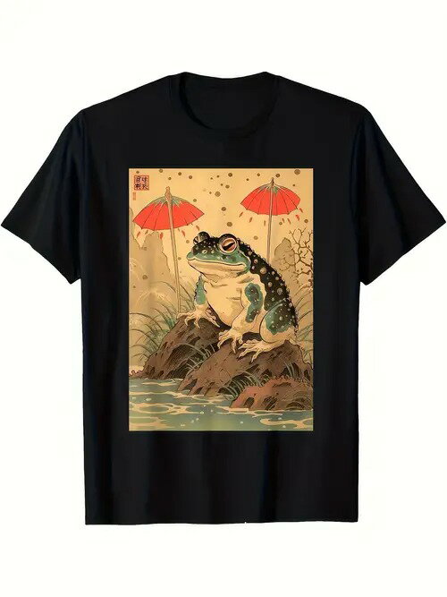 純綿Tシャツ200g和風浮世絵風カエル、レトロで猟奇的です!芸術愛好家、小衆のプレーヤーが優先して選ん..