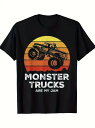 200g綿Tシャツレトロな落日モンスタートラックです!自働車のファン+米国式のレトロな控第一選択、街に出て、会合は着て、硬核はまた風を引きます~