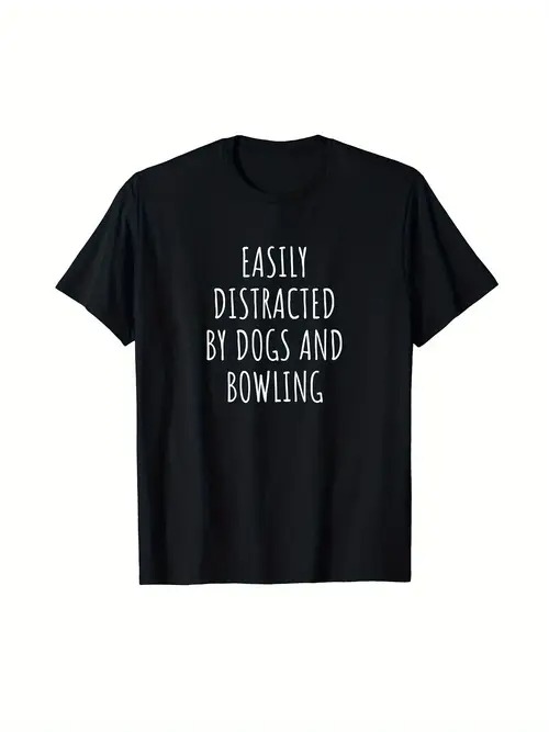 黒いTシャツに白い英語でユーモラスな個人的嗜好が描かれた200gのコットンTシャツ。ユーモアが好きな人、ボウリングが好きな人、犬が好きな人に適しています。
