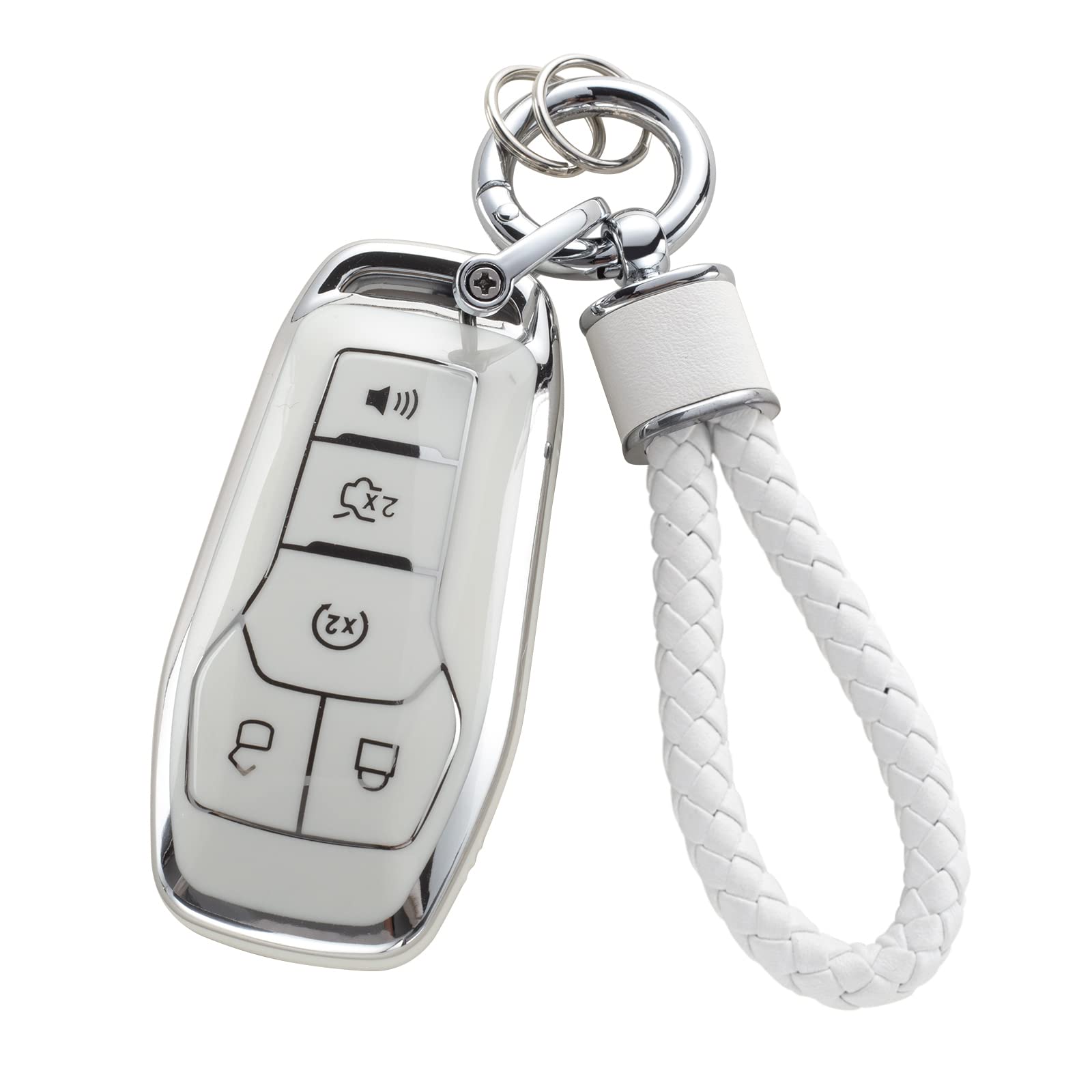 キーフォブカバー キーチェーン付き ソフトTPUキーケース 保護 F150 Explorer Mustang Edge Lincoln MKZ MKX MKC用