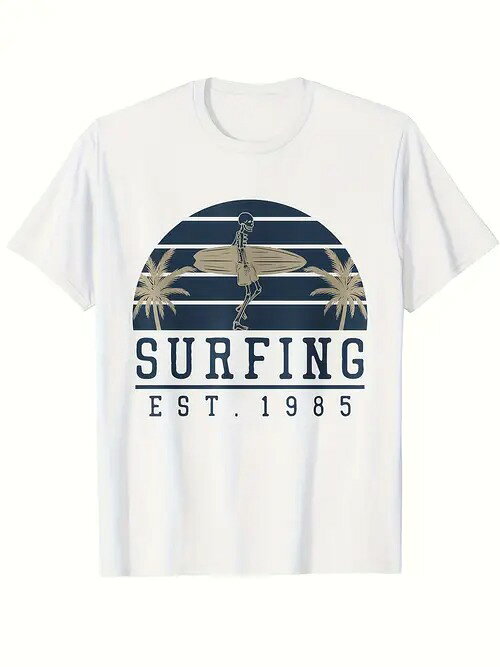 200gの純綿のTシャツサーフィンの髑髏+復古、屋外の潮はクールです!サーフィン好き、お洒落な人には欠かせない、街に出ても、サーフィンに着ても、「アウトドアムード」がいっぱいです。