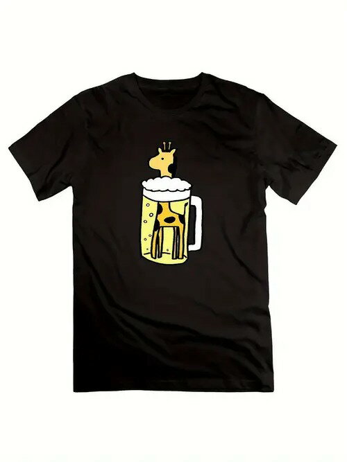 200gのコットンTシャツ、黒T＋キリンビール、風変わりなスタイル！ストリートで着るもよし、ストリート..