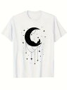 ミステリアスでロマンチックな月夜の猫のシルエットの200gコットンTシャツ!猫好き、アート好きにはたまらない、普段着にぴったりのスタイリッシュなTシャツです!