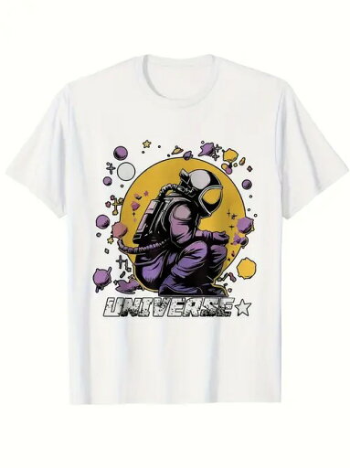 カラフルな宇宙飛行士が描かれたSFチックでトレンディな200gmコットンTシャツ!SFファンとトレンドセッターのマストアイテム。 カラフルな宇宙飛行士が描かれたSFチックでトレンディな200gmコットンTシャツ!SFファンとトレンドセッターのマストアイテム。