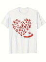 綿200グラムのTシャツ猫の肉球ラブ+赤い羽根、可愛くて癒されます!猫好き、キュート好きにはたまらない、普段着に超万能、驚くほどソフトな肌触り!