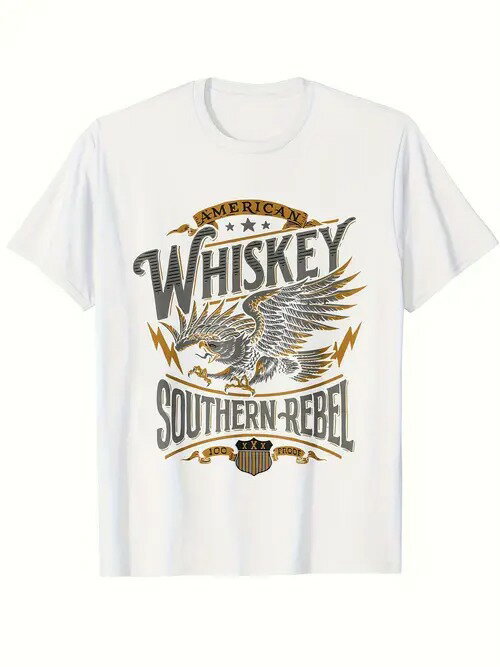 200g純綿のTシャツのイーグル+ウイスキー標語、アメリカ式の硬骨漢です!おしゃれな人、ハードボイルド..