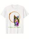 カラフルなサングラス猫がプリントされた200gのコットンTシャツ!猫好きにもヒップスターにもマストなこのTシャツは、普段着としても目を引くお祭りルック!
