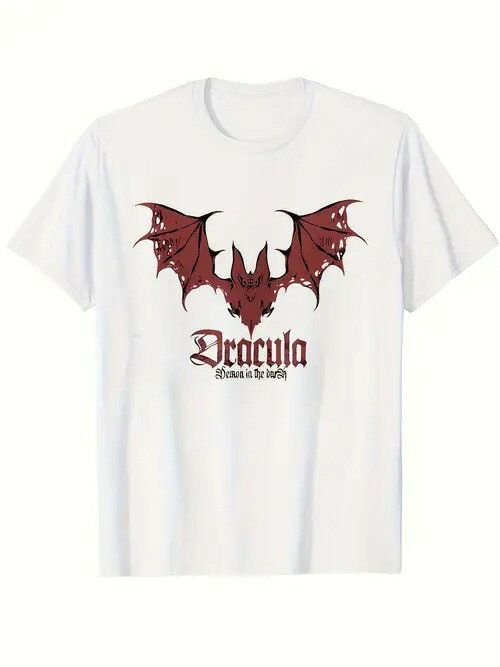 200gのコットンTシャツには、ダークでミステリアスな「コウモリ+ドラキュラ」がプリントされている!吸血鬼ファンやハードコアなファンにはマストアイテムで、普段着にもゴシックスタイルにも超クール。