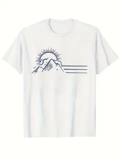 コットン200gのTシャツに山や川のラインがプリントされ、シンプルで癒し系!ミニマリストや自然ファンのマストアイテムで、普段着に超万能で、アーティスティックな雰囲気も抜群! コットン200gのTシャツに山や川のラインがプリントされ、シンプルで癒し系!ミニマリストや自然ファンのマストアイテムで、普段着に超万能で、アーティスティックな雰囲気も抜群!