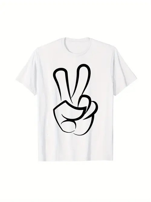 200グラムのコットンTシャツ、勝利のジェスチャーパーソナライズされた白いTは、路上で、ハンサムな摩耗を再生し、体に 「態度 」を置く!