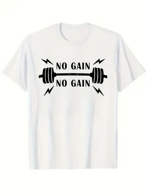 200gコットンTシャツダンベル雷、硬派なスポーツスタイル！フィットネスパーティーや鉄人のための最初..