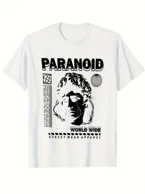 200gコットンTシャツヴィンテージスタチュー、ストリートヒップスタースタイル!ヒップスターやアートファンの必需品、スケートボードや展示会に着ていこう!