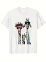 200gのコットンTシャツのインクキリンがサングラスをかけて、ワイングラスの上に、アートの風変わりなスタイル!アートファンや動物好きにはたまらない一枚。 アート展やパーティに着ていけば、アート+遊び心で盛り上がること間違いなし!