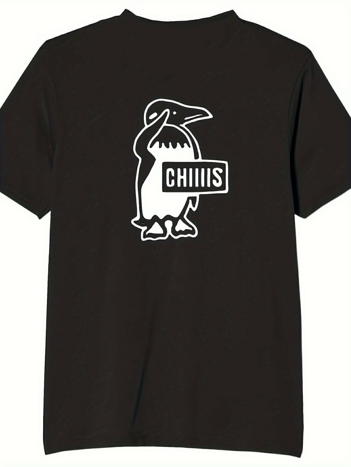 200gメンズ用面白いチーズペンギングラフィックTシャツ - 100%コットン、カジュアル半袖Tシャツ、「CHINIS」プリント、ラウンドネック、透けない、オールシーズン着用、理想的なギフト