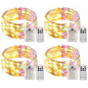 ウォームホワイト&マルチカラー電池式ストリングライト 4個パック 5m/16.4フィート LED50個 リモートコントロールタイマー 12モード オプションのきらめき電池式フェアリーライト シルバーワイヤー ホタルライト