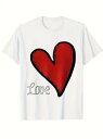 200グラム綿Tシャツ手描きハート+ 「愛」、甘いロマンチックなスタイル!甘い女の子、カップルが入力する必要があります、赤いハートグレーの文字、愛の告白のように、プルの甘い感覚いっぱい!(4)