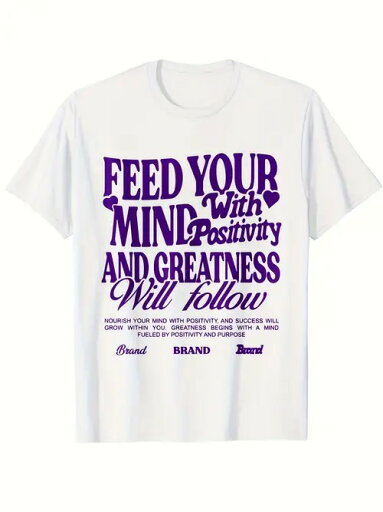 200gコットンTシャツ、インスピレーション・エナジー・スタイル!セルフヒーリング・パーティーやヒップスターの必需品。パープルの文字とエネルギー感。