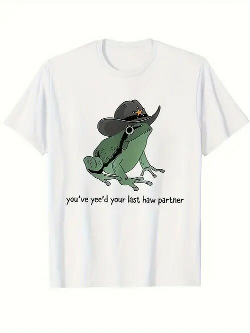200gコットンTシャツの風変わりなウエスタンスタイル!イラスト入りのタイポグラフィと遊び心にあふれた、ヒップスター必携の一枚!